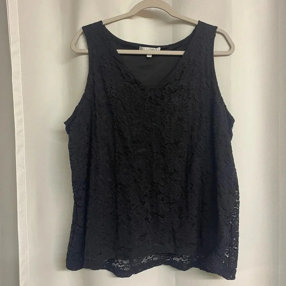 Black Lace Tank Top by Ellen Tracy Company size XXL
